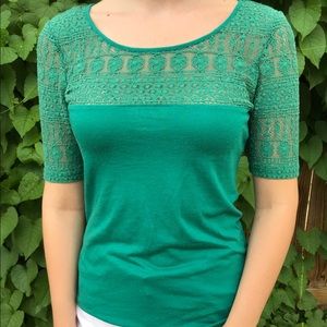 J Crew green lace top